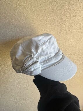 Trixie Y2K Cream Cotton Newsboy Hat w/ Bow Coquette Soft Girl Military Cap